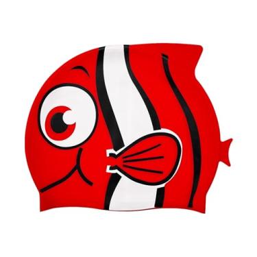 Imagem de Touca de natação infantil de silicone para crianças, chapéu de natação para meninas, meninos de 3 a 8 anos (peixe vermelho)