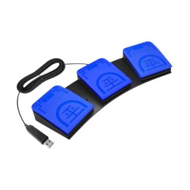 Imagem de AsrMyjcx Pedal Triplo Usb com Interruptor de Pé Programável, Substituição de Controle de Jogo, 3 Pedais E 3 Teclas para Teclado de Computador, Azul