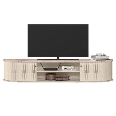 Imagem de Rack Suspenso Para Sala Algarve - 7 Decor Calacata E Off White