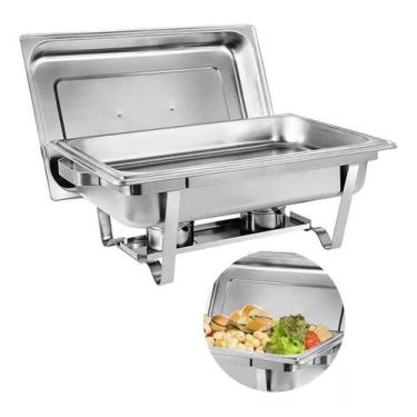 Imagem de Rechaud Retangular Aço Inox Banho Maria 1 Cuba 9L Buffet - LIMED MOGI