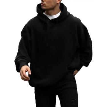 Imagem de Moletom Branco Blusa Liso Flanelado Grosso - Core Base, Preto