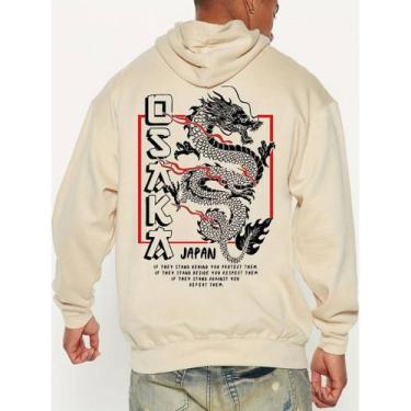 Imagem de Moletom Canguru Japonês Dragão Estampado Osaka Jovens Street - Core Ba