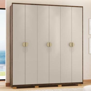 Imagem de Guarda Roupa Noronha 2m 6 Portas e 4 Gavetas cor Imbuia e Fendi - Vila