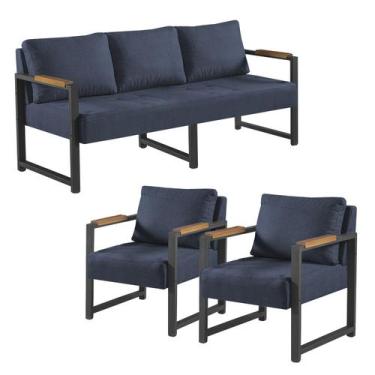 Imagem de Conjunto 03 Peças Sofá Estilo Industrial Ipanema Impermeável - Gonçalv