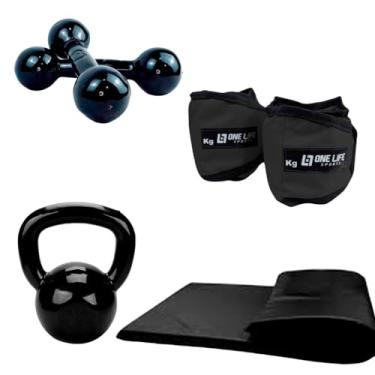 Imagem de Kit Aeróbico Em Casa 2 Kg + Colchonete + Halter 2 + Kettlebell emborrachado 4 kg