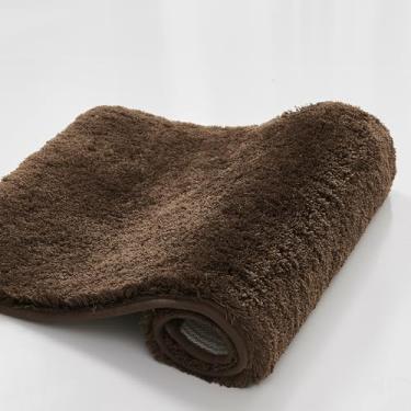 Imagem de CozeCube Tapete de banho felpudo atualizado para banheiro antiderrapante 39,9 cm x 59,9 cm, tapetes de banho super macios de secagem rápida, tapetes de banheiro macios laváveis na máquina, marrom