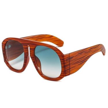 Imagem de Óculos de sol grandes Goggle femininos Steampunk armação grande lente degradê óculos de sol femininos, C8Brown, Verde, tamanho único