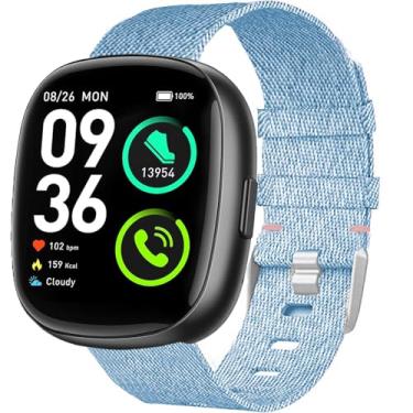 Imagem de Compatível com pulseira de relógios inteligentes Sanorum, pulseira de substituição de tecido de nylon respirável de 20 mm e 22 mm compatível com relógios inteligentes HaSaKei G53, Sanorum G53, G56