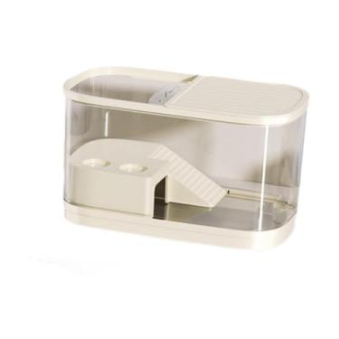 Imagem de Bothyi Tanque de tartarugas Aquário de tartarugas resistente com tampas Habitat de répteis com plataforma de aquecimento para sapo, escorpião, tartaruga, Bege Grande