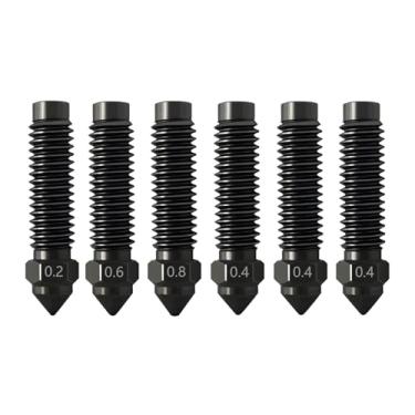 Imagem de HzdaDeve 6 peças 0,2 mm, 0,4 mm, 0,6 mm, 0,8 mm, bocais endurecidos para bocal de aço inoxidável de carbono Centauri, bocais pontiagudos resistentes ao desgaste de alta temperatura, extrusora Hotend