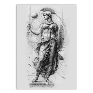 Imagem de Placa Decorativa Estatua Atena Deusa Grega Ilustração Decoração Poster Quarto Sala