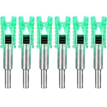 Imagem de DEEPOWER Nocks iluminados de besta para parafusos 6 peças com buchas de LED de 0,723 cm/0,754,4 cm/0,762 cm/0,762 cm/0,774.7 cm Nock LED com interruptor ON/OFF