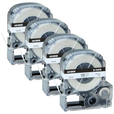 Imagem de GREENCYCLE 4PK Compatível com LW LK-5WBN LC 5WBN9 SS18KW 18 mm Fita de etiqueta preta sobre branca para LabelWorks LW 700 LW 900P LW-PX350 LW-C410PX LW-PX300ADPT