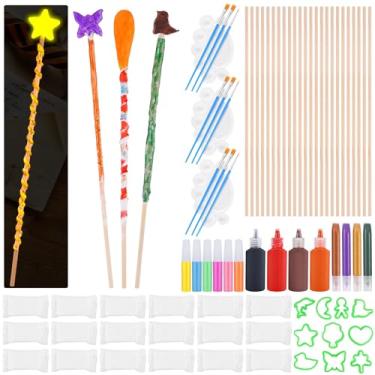 Imagem de HIYZI 84 PCS Wizard Magic Wand Making Kit DIY Wooden Art Craft Set for Kids Make Your Own Wands for Gift, School Activities, Wizard Cosplay Masquerade, Halloween Party Favors, Student Rewards