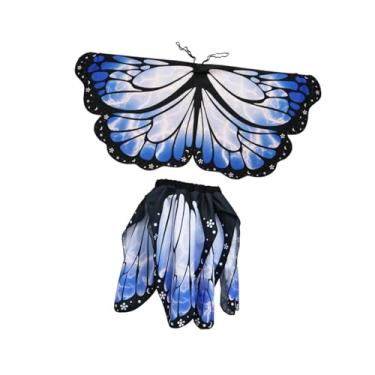 Imagem de simhoa Conjunto de fantasia de borboleta infantil, roupa de apresentação para celebrações de festivais de dança, Azul
