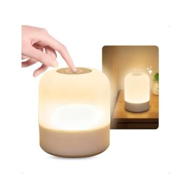 Imagem de Luminária de Mesa Abajur de Cabeçeira com 3 Modos de Iluminação 360° LED Botão Touch Sem Fio Recarregável Para Criado Mudo, Estudos, Trabalho, Quarto, Escritório, Sala, Decoração e Leitura