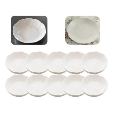 Imagem de Conjunto Com 10 Pratos Fundos De Porcelana Branco Florido New Bone Lux