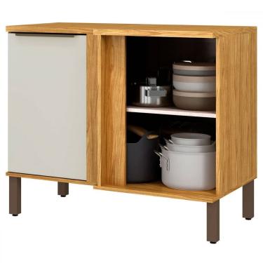 Imagem de Armário de Cozinha para Canto Amélia 1 Porta 1 Prateleira Marrocos/Off White - Pnr Móveis