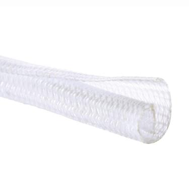 Imagem de QCSIW Capa de cabo branca de 7,6 m e 2,5 cm – Protetor de cabo de tubo de tear de fio dividido – Capa de cabo de poliéster retardante de chamas para mesa, TV, configuração de PC – Protege cabos de