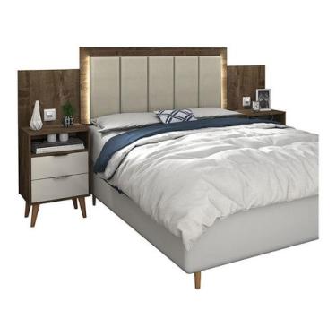 Imagem de Cabeceira Casal Regulável Atenas - Castanho/off White - VitaMov