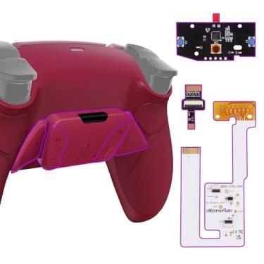 Imagem de eXtremeRate Kit De Remapeamento Programável Cosmic Red Rubberized Grip Rise4 V3 Para Controle Ps5, Modelos Bdm-030, 040 E 050, Placa Atualização, Revestimento Inferior Redesenhado, Conjunto 4 Botões
