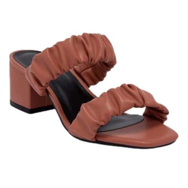 Imagem de Mule Feminino Salto Bloco Franzida - Argila 34