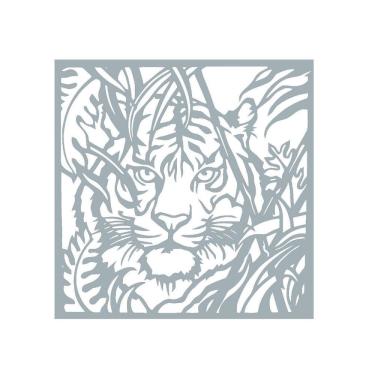 Imagem de Quadro Decorativo Cinza Mdf Tigre Selvagem 40X20Cm