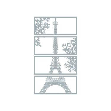 Imagem de Quadro Decorativo Cinza Mdf Decorativo Torre Eiffel 40X20Cm