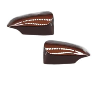 Imagem de Par de tampas de espelho lateral de asa, capa de espelho retrovisor, carcaça de concha compatível com Yaris 2012 2013 2014 2015 2016 2017 2018 2019 pintado - peças de reposição de alta qualidade(Brown