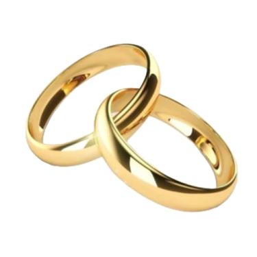 Imagem de Par de Alianças Lisa Delicada Com Gravação Banhada A Ouro 18K Noivado Casamento (17-20)