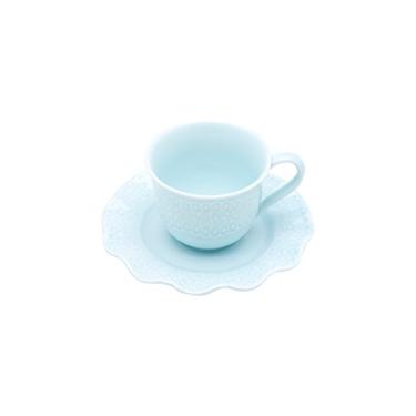 Imagem de Conjunto 6 Xícaras P/café C/píres De Porcelana Princess Azul 90ml Lyor Azul Único