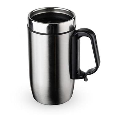 Imagem de Caneca Térmica de Aço Inoxidável, 250ml, Inox, com Alça e Tampa e base com EVA antiderrapante.