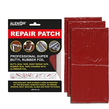 Imagem de Alenor Red Butyl Remendo de reparo para todos os climas 10 x 15 cm à prova d'água Patch de vedação de vazamento de telhado interno externo PVC reparo de tubo de ventilação HVAC ar condicionado unidade