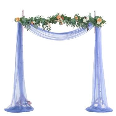 Imagem de BOYOUTH Cortinas de voile transparente para casamento, cortina de tule longo de tule para festas de aniversário, cerimônia, recepção, palco, decoração, azul, 150 x 60 cm, 1 painel