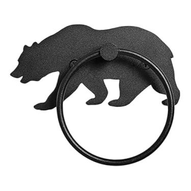Imagem de Fenteer Anel de toalha de banho, acessórios de banheiro, cabide de panos de prato, suporte de toalha de urso, gancho para armário, sala de estar, cozinha