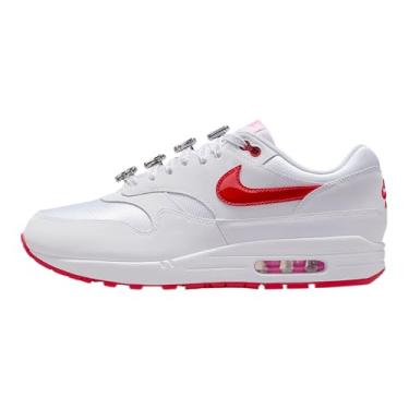 Imagem de Nike Tênis masculino Air Max 1 Premium (HV2303-100, branco/rosa divertido/vermelho universitário), Branco/rosa divertido/vermelho universitário, 44