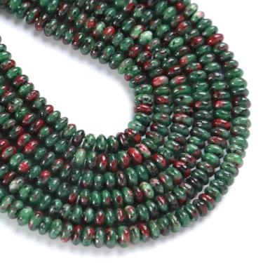 Imagem de 150 peças 2 x 4 mm pedra zoisita epidote natural contas rondelle contas de pedra de disco de ábaco redondo solto espaçador pedra preciosa para pulseira faça você mesmo colar joias