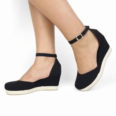 Imagem de Sandália Anabela Fechada Salto Plataforma - Tulip Shoes, Preto, 35