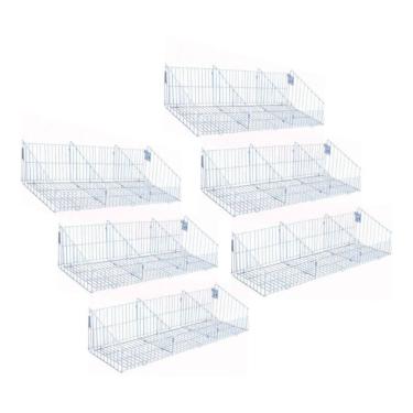 Imagem de Kit - 6 Cestos Com Divisórias Branco New Plus - Sa Gondolas