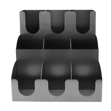 Imagem de Dispensador de copo de café vertical xícara de aço inoxidável e organizador de tampa 9 compartimento de grande capacidade armazenamento para restaurante de cozinha bar caminhão de