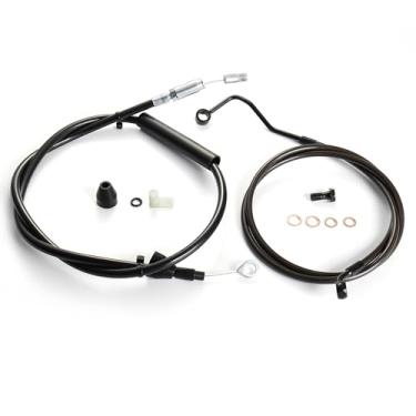 Imagem de MoKitDora Linha de freio de 153,7 cm e cabo de embreagem superior para Harley Touring 2021-UP Street Glide Electra Glide Road Glide Road King 30,5 cm guidão com ABS, preto