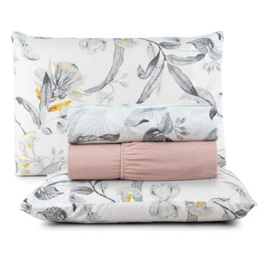 Imagem de Jogo de Cama Casal Box 4 Peças Micropercal 200 Fios com Lençol com Elástico e Fronhas – Toque Aveludado(Formosa)