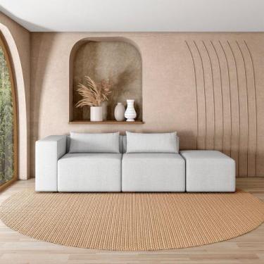 Imagem de Sofá Versátil Sala de Estar Atlanta 358cm Modulado Linho Cinza Claro G