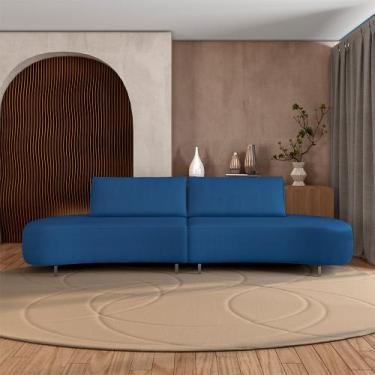 Imagem de Sofá Bipartido Sala de Estar Jamaica 320cm Curvo Pés Alumínio Veludo A