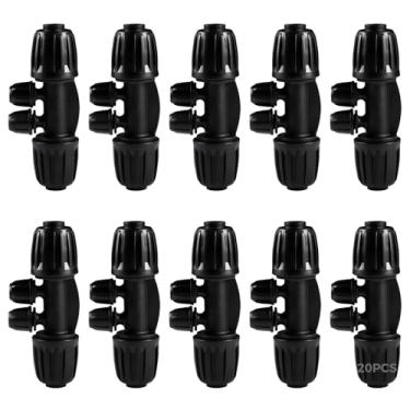 Imagem de 20 peças de acessórios de irrigação por gotejamento de 1/2 polegada a 1/10.2 cm, 16 acoplamentos de bloqueio duplo para 47 camisetas redutoras de quatro vias, material POM de qualidade para sistemas