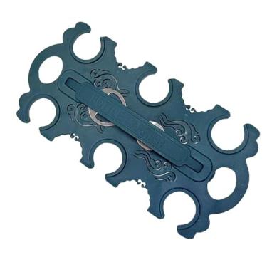 Imagem de IEUDNS Suporte para garrafas de vinho com 6 latas, economizador de espaço, porta-copos profissional com abridor de garrafas para reuniões em casa e negócios, Azul