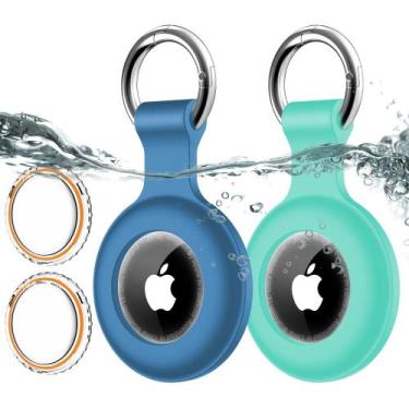 Imagem de Suporte Airtag x2 IPX8 à prova d'água com chaveiro para Apple Air Tags
