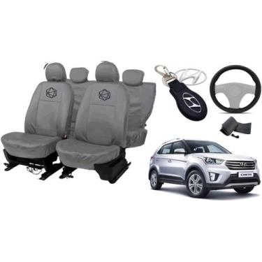 Imagem de Conjunto capa couro cinza p/ Creta + chaveiro grátis - ferro tech br