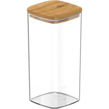 Imagem de Pote Hermetico Acrilico Tampa Bambu 340ml Porta Mantimentos - Ou