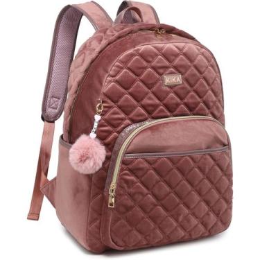 Imagem de Mochila Kika Camurça Feminina Costa Notebook Juvenil Escolar, Laranja